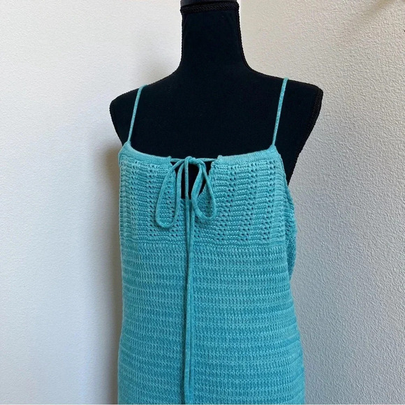 Olive + Oak Crotchet Mini Dress Spaghetti Straps Blue Size Large - Picture 4 of 5